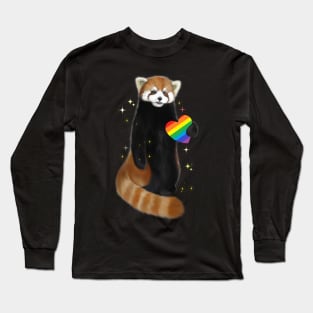 Cute panda with rainbow  heart Long Sleeve T-Shirt